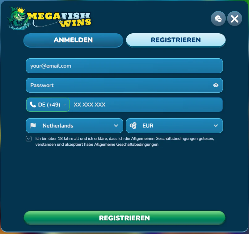 So registrieren Sie sich bei MegaFishWins Casino