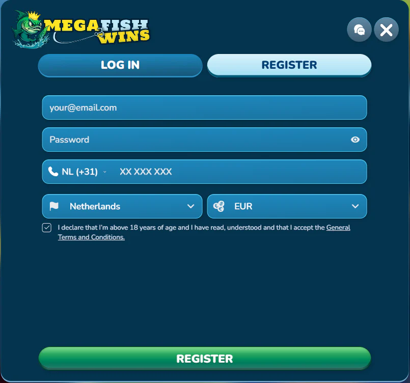 Zo registreer je bij MegaFishWins
